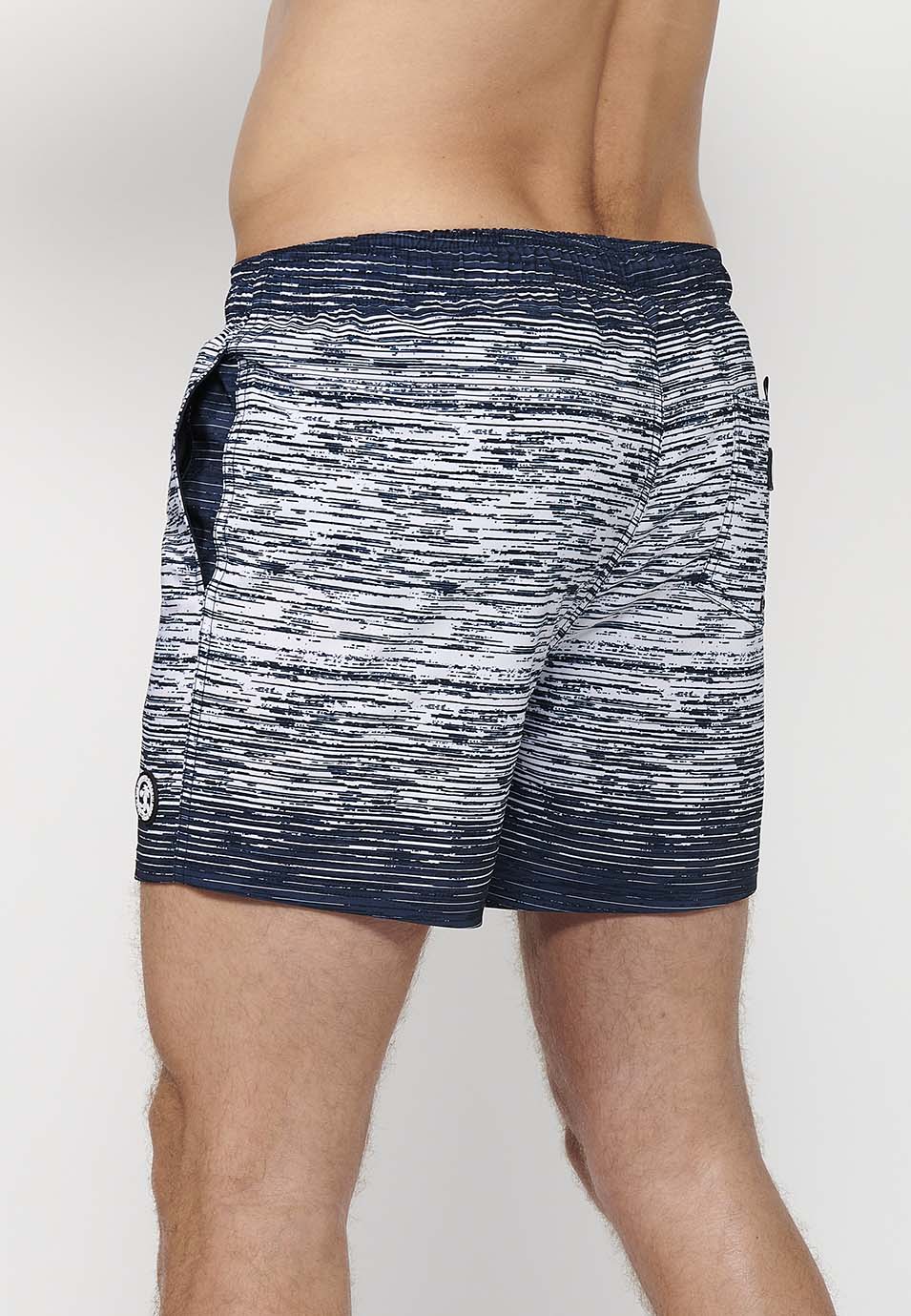 Bañador Hombre corto estampado de rayas degradadas con cordón – Koroshi 2411WA11