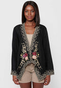 Chaqueta Mujer Abierta Bordado Floral – Koroshi Negro