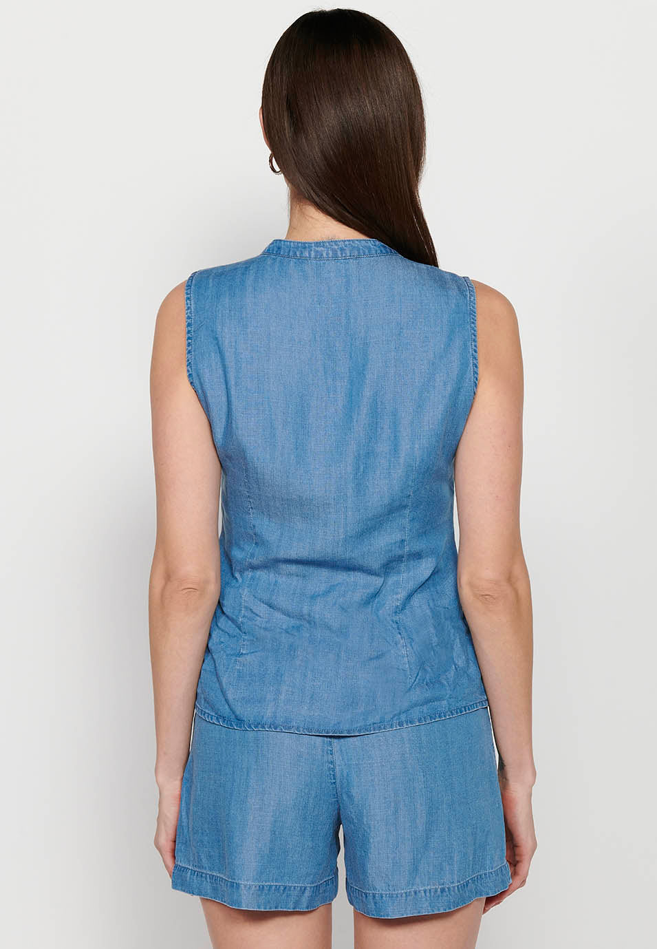 Blusa sin mangas estilo camisero, para mujer | moda actual
