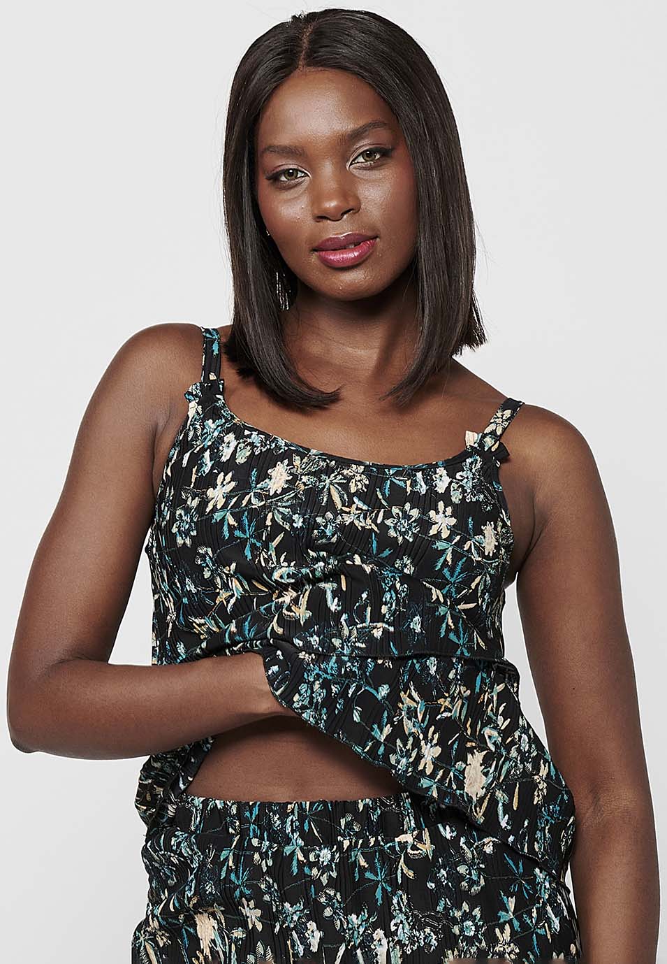Blusa de tirantes, estampado floral, multicolor para mujer | moda actual