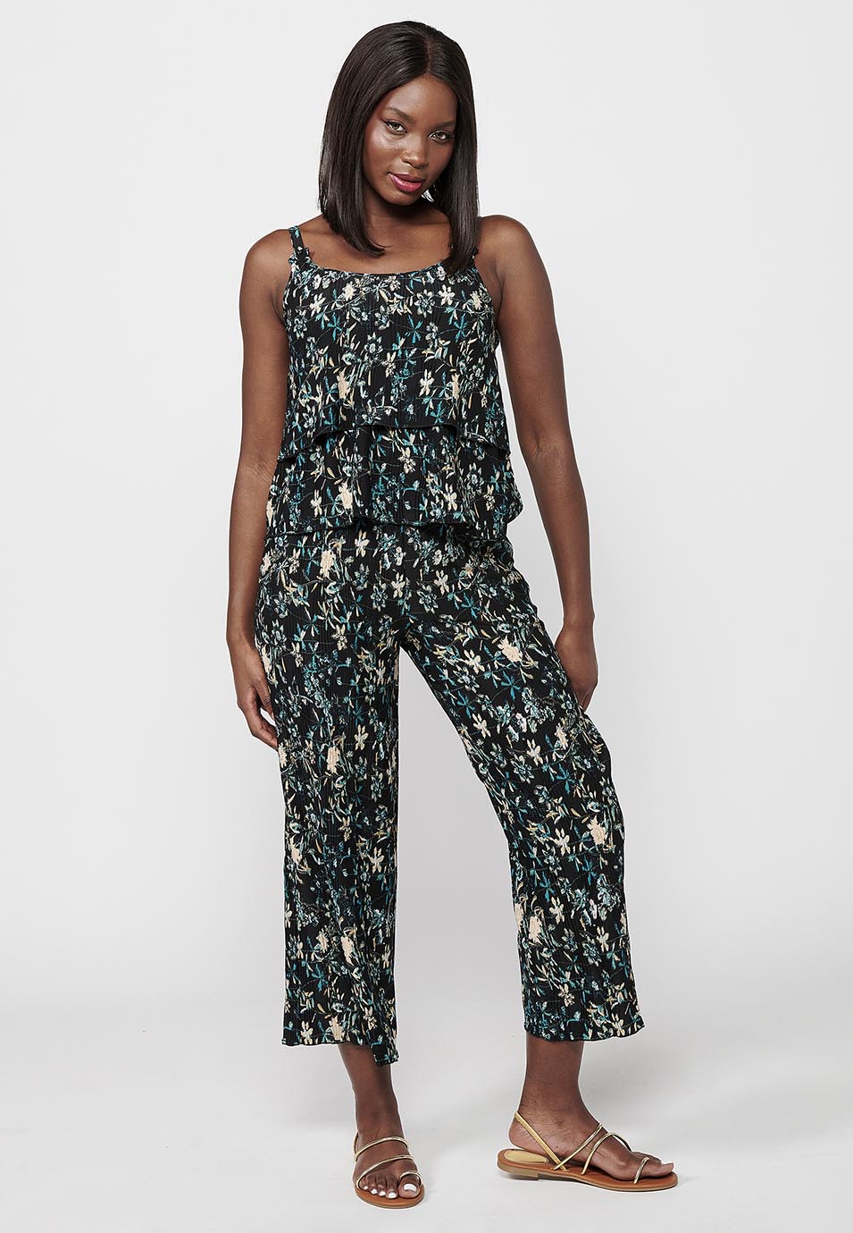 Blusa de tirantes, estampado floral, multicolor para mujer | moda actual