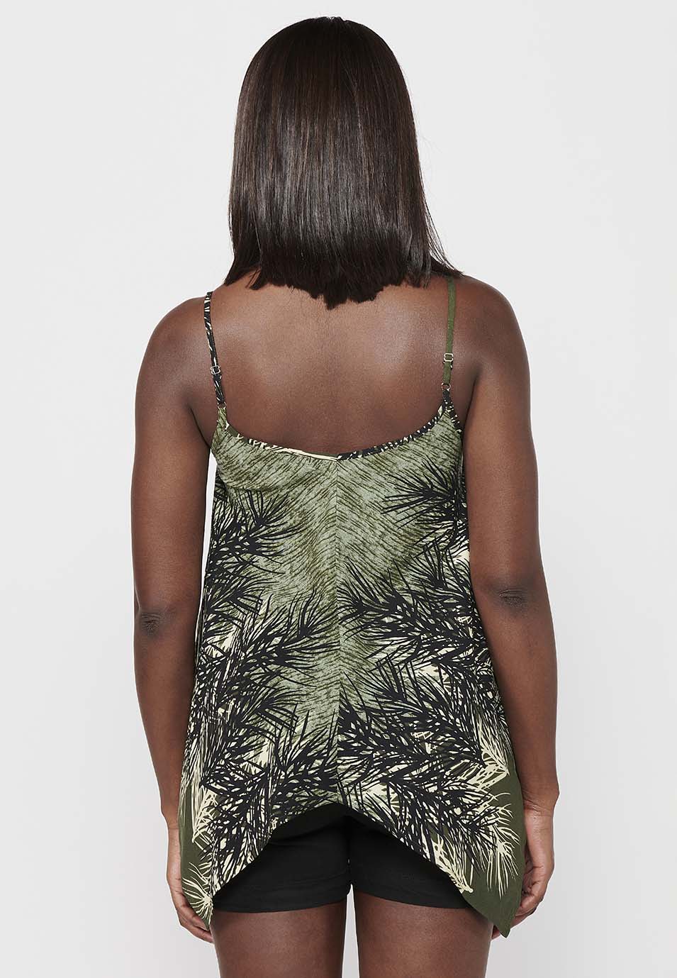 Blusa de tirantes ajustables y acabados en picos holgados con estampado floral para mujer | moda actual
