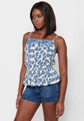 Blusa de tirante con estampado floraly cintura engomada, para mujer | moda actual