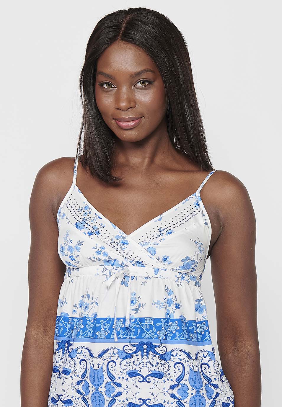 Blusa de tirantes regulables, escote pico, y para mujer | moda actual