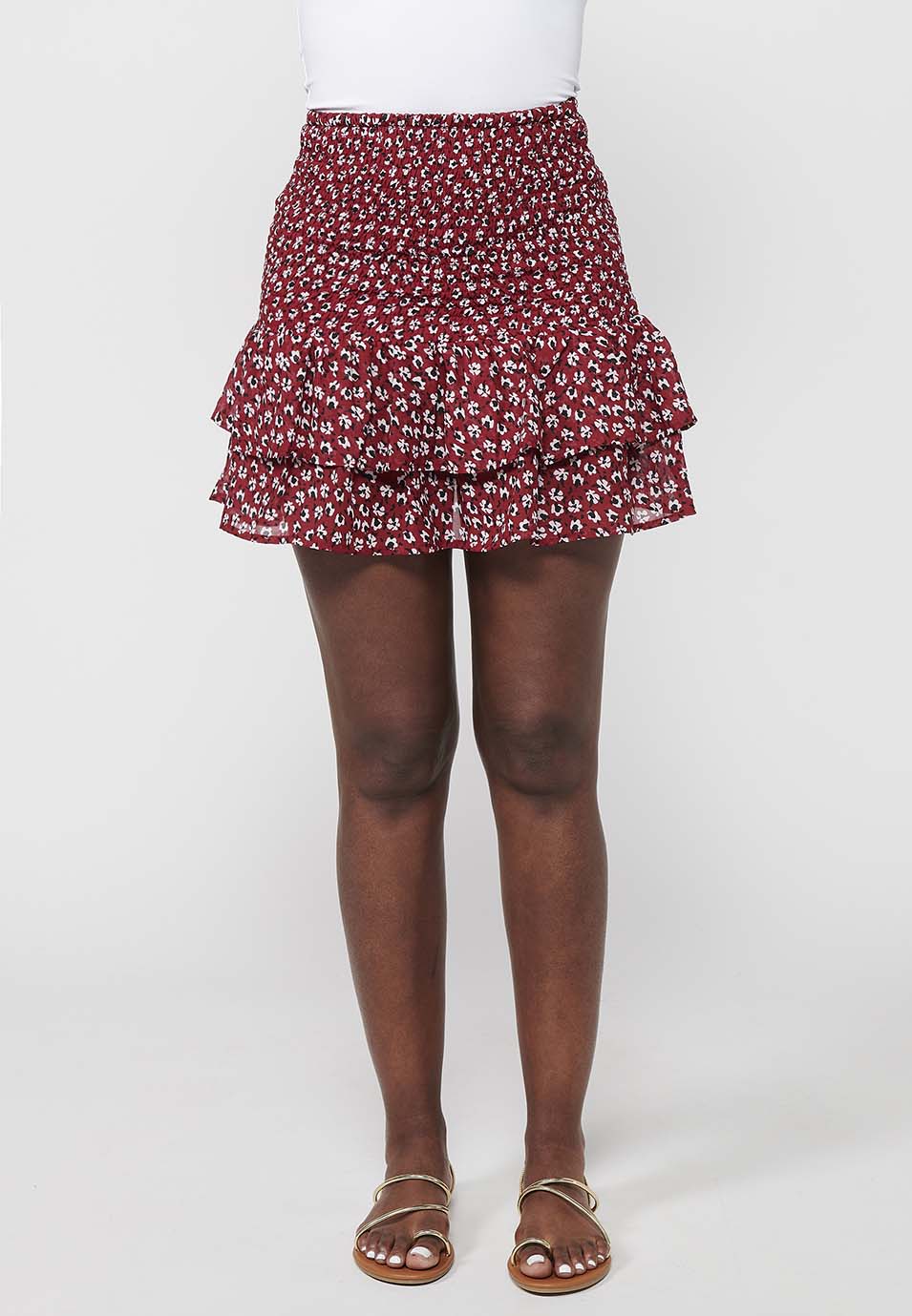 Falda corta con cintura engomada, estampado floral para mujer | moda actual