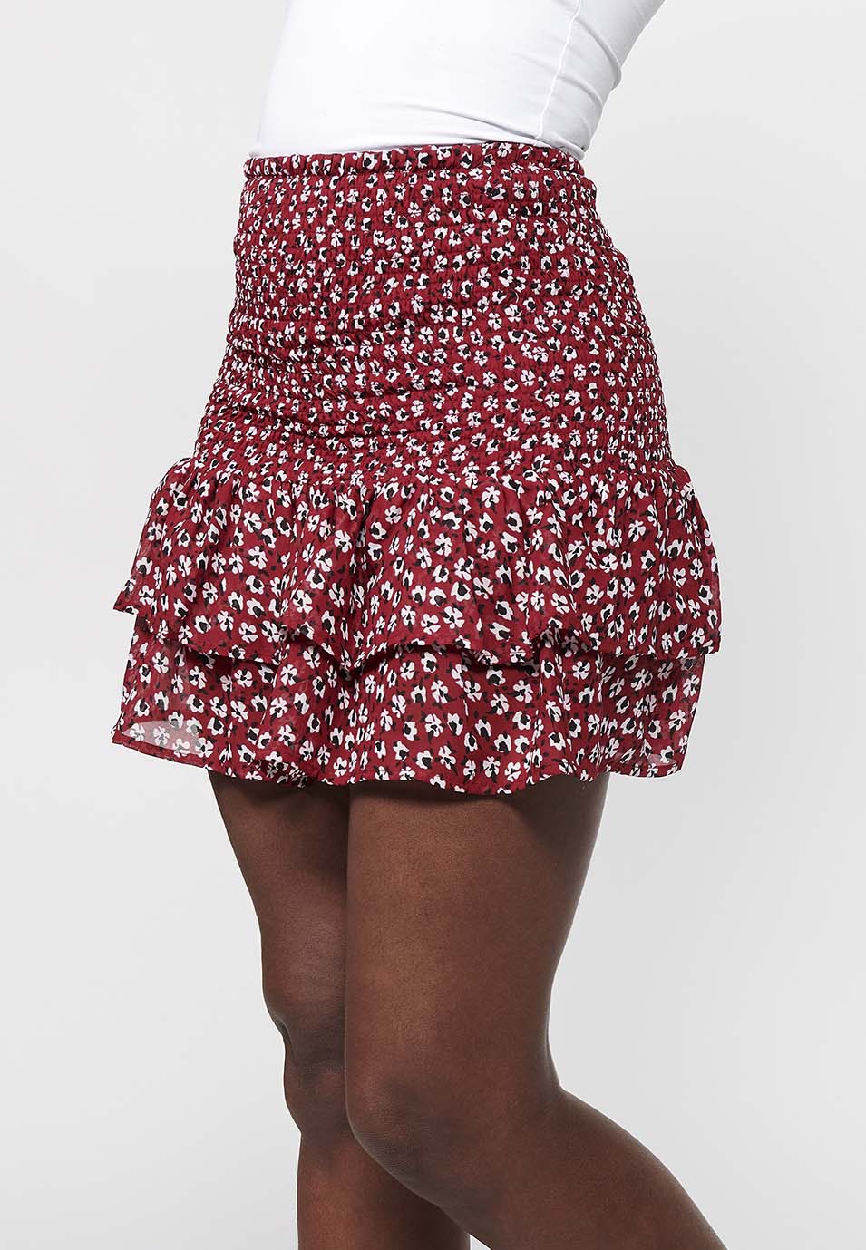 Falda corta con cintura engomada, estampado floral para mujer | moda actual