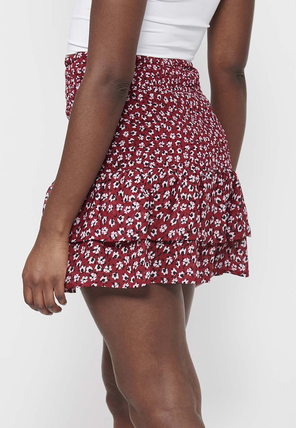 Falda corta con cintura engomada, estampado floral para mujer | moda actual