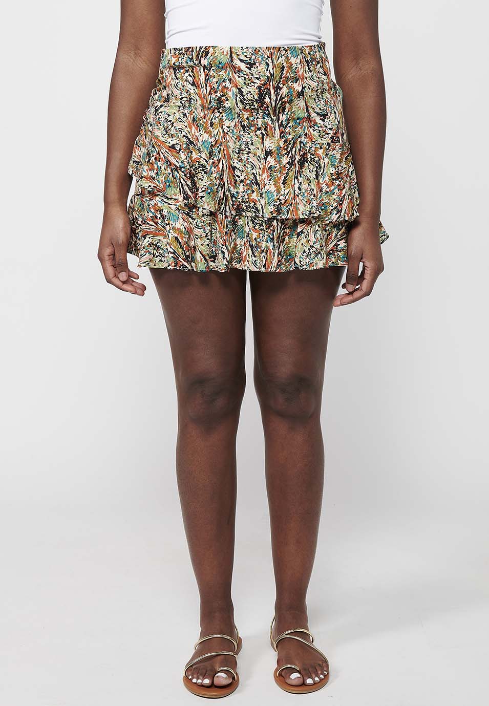 Falda corta con cierre lateral y estampado floral multicolor para mujer | moda actual