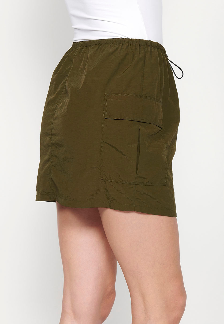 Falda corta con cintura ajustable y bolsillos, para mujer | moda actual