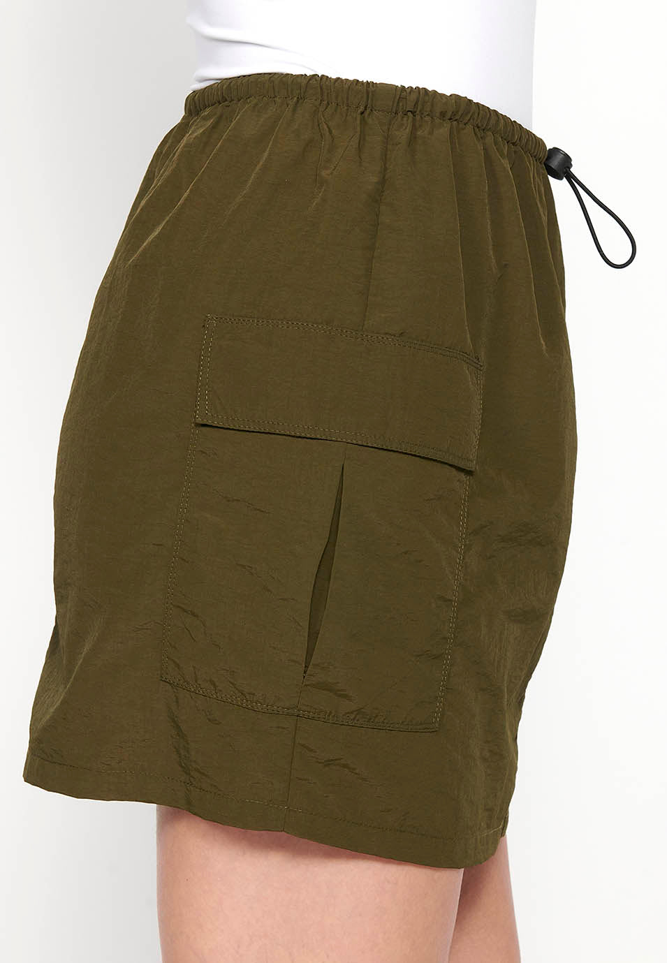 Falda corta con cintura ajustable y bolsillos, para mujer | moda actual