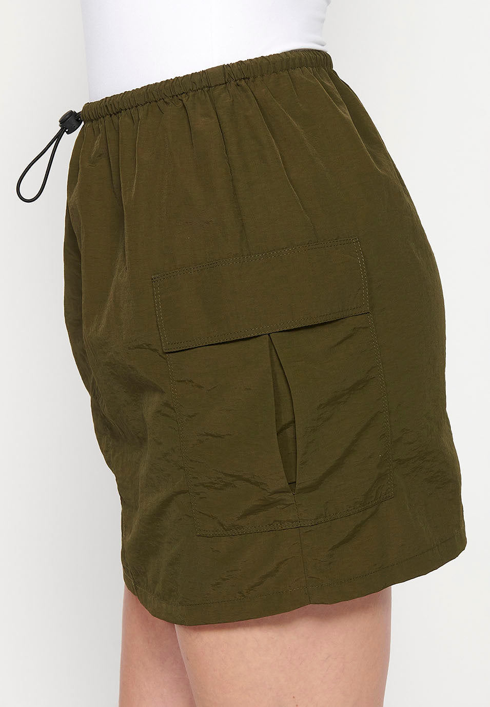 Falda corta con cintura ajustable y bolsillos, para mujer | moda actual