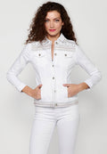 Cazadora vaquera denim blanco  mujer con  bordados – Koroshi