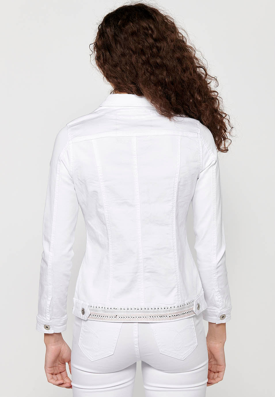 Cazadora vaquera denim blanco  mujer con  bordados – Koroshi