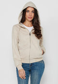 Sudadera chaqueta de mujer con capucha efecto antelina – Koroshi Crudo
