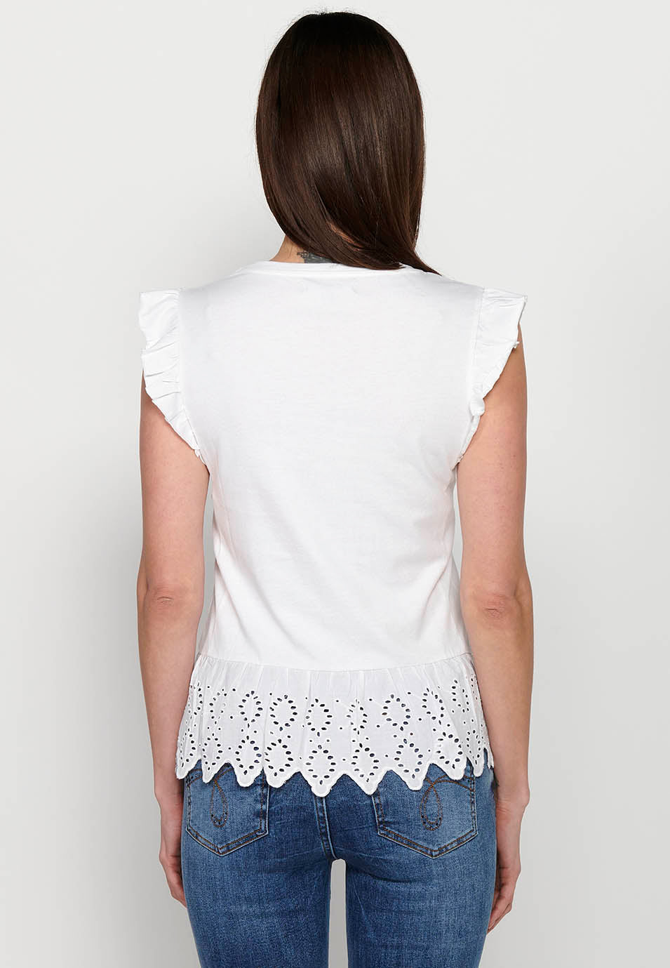 Top de manga corta bordada, para mujer | moda actual