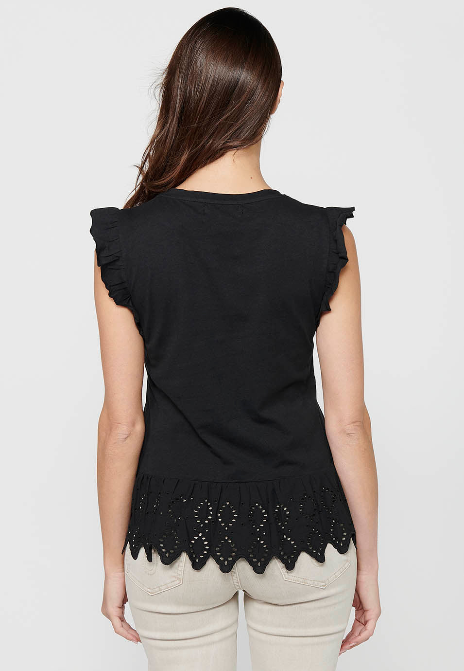 Top de manga corta bordada, para mujer | moda actual