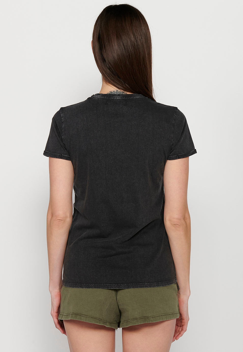 Camiseta de manga corta con estampado delantero, para mujer | moda actual
