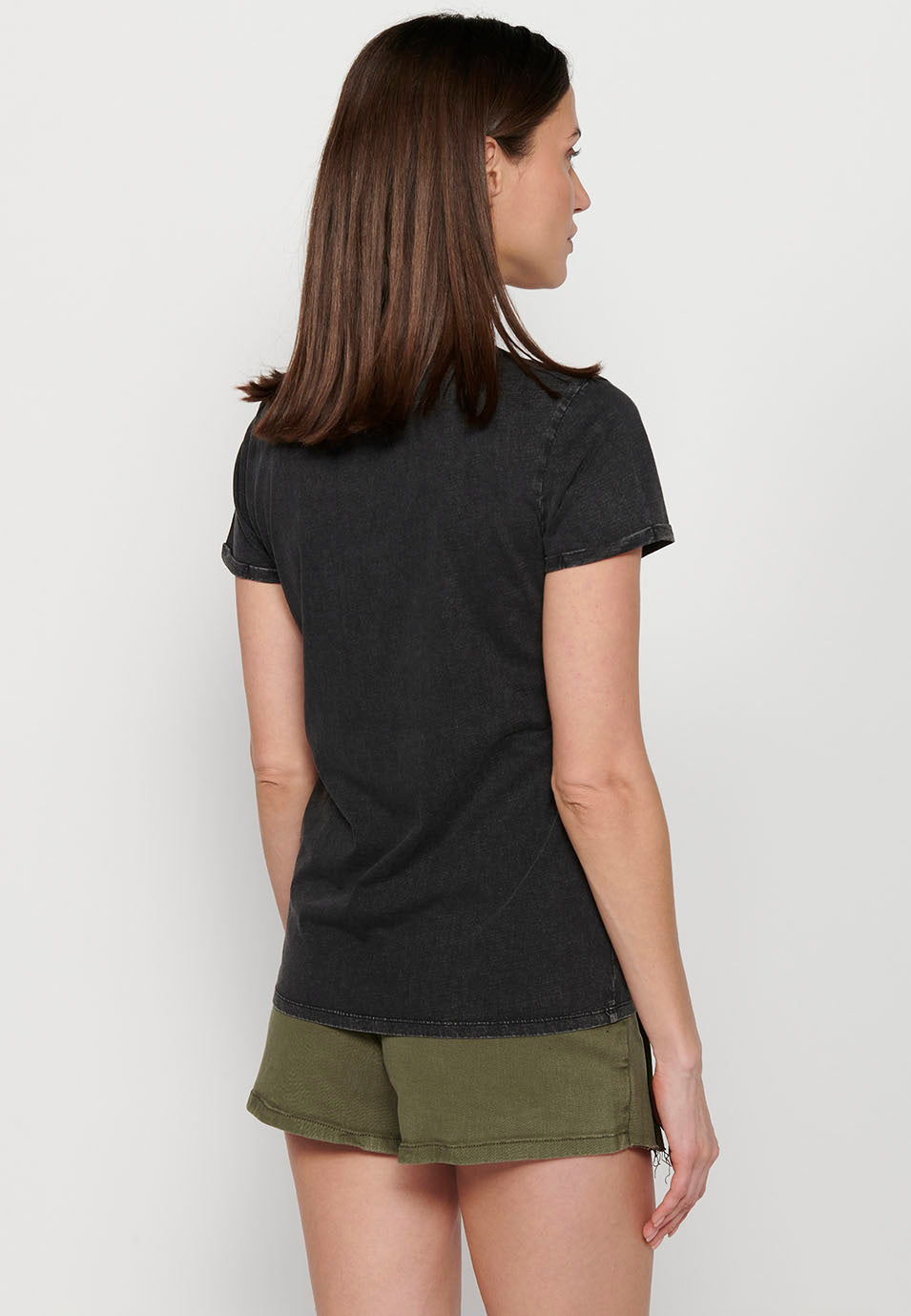 Camiseta de manga corta con estampado delantero, para mujer | moda actual