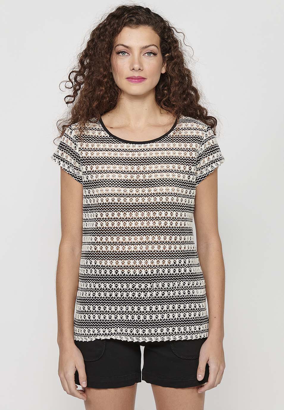 Camiseta tricot de manga larga con cuello redondo para mujer | moda actual