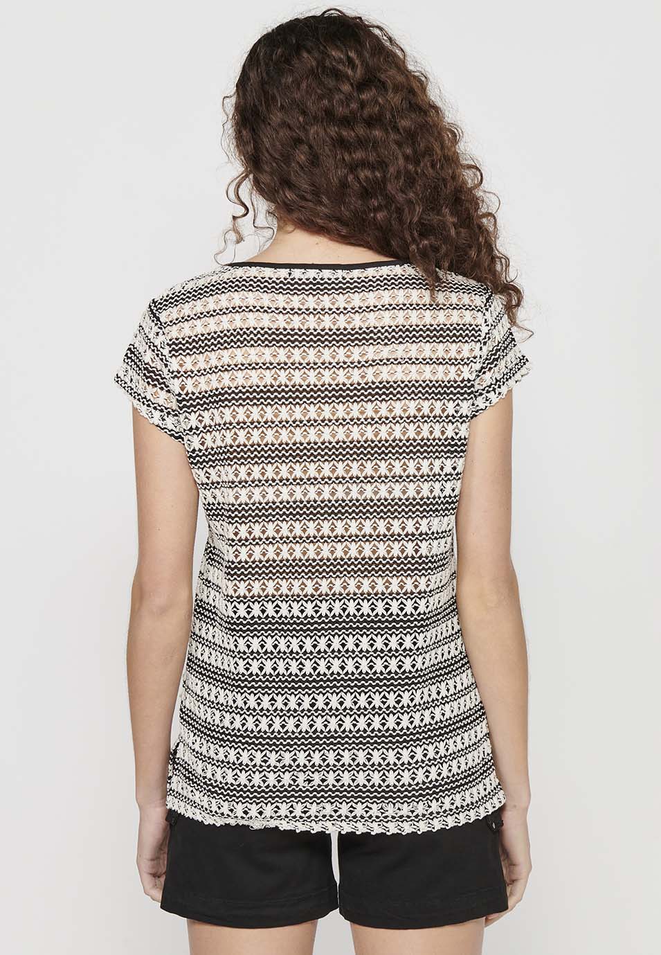 Camiseta tricot de manga larga con cuello redondo para mujer | moda actual