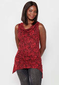 Camiseta sin mangas con escote barca holgado y acabado asimétrico con estampado floral para mujer | moda actual