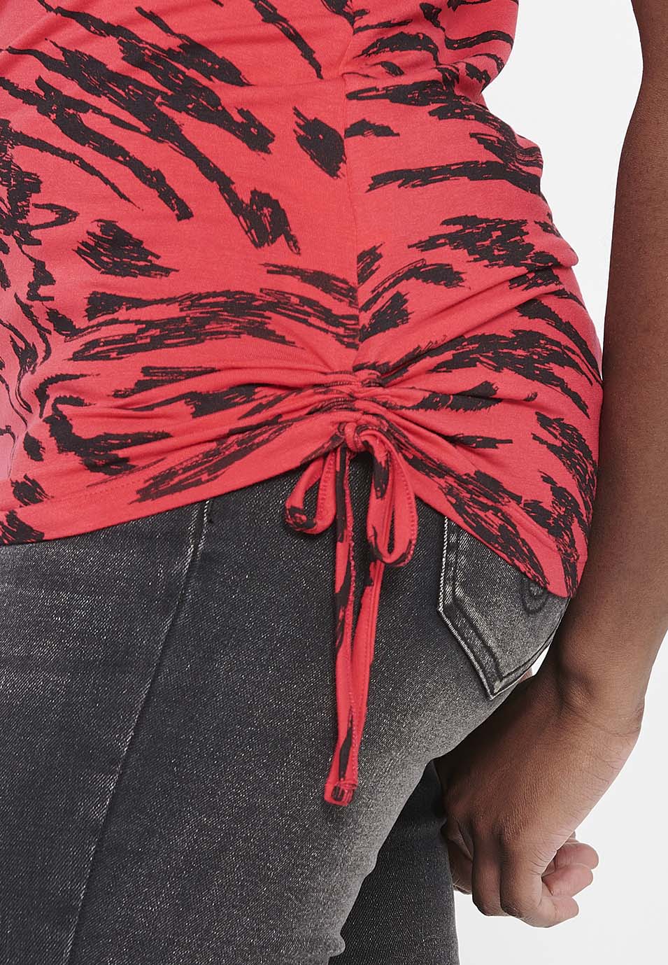 Camiseta sin mangas estampada, cuello redondo, para mujer | moda actual