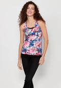 Camiseta de tirantes con escote redondo y detalle de rejilla en la espalda y estampado floral de multicolor para mujer | moda actual