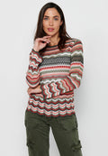 Jersey punto tricot calado rayas mujer