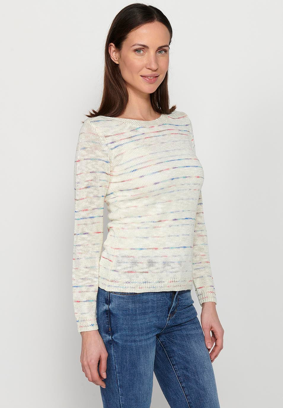 Jersey punto tricot jaspeado mujer