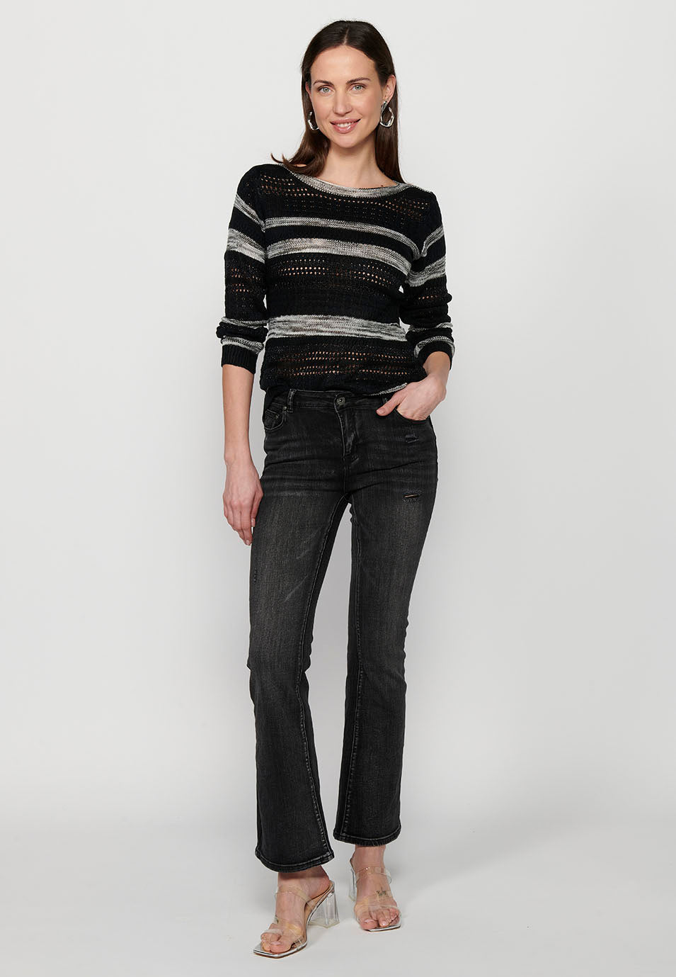 Jersey punto tricot texturizado a rayas