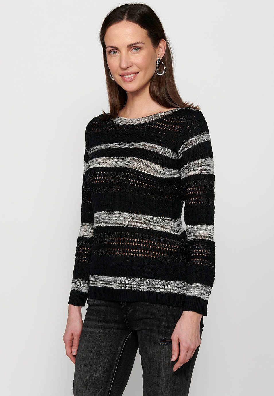 Jersey punto tricot texturizado a rayas