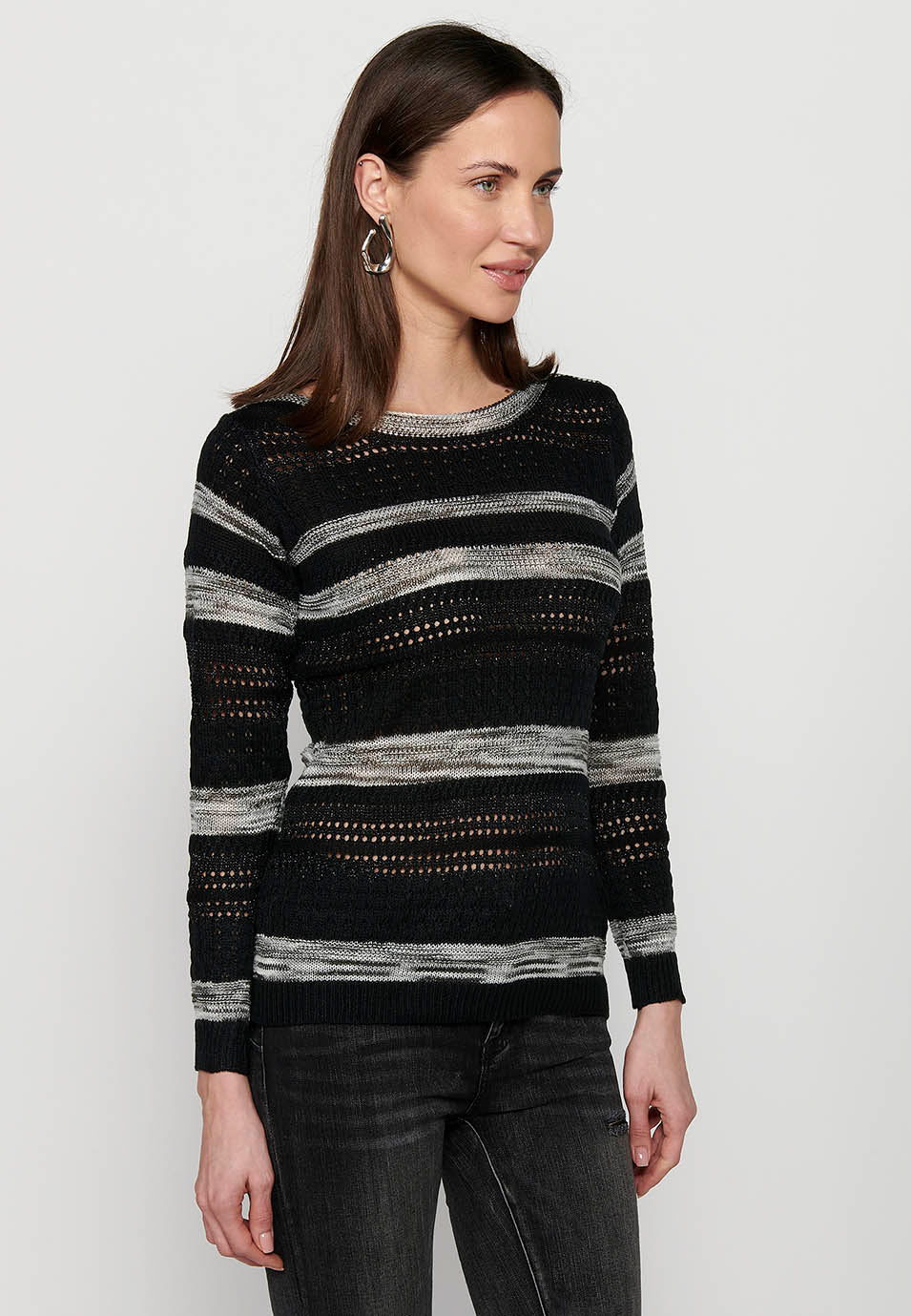 Jersey punto tricot texturizado a rayas