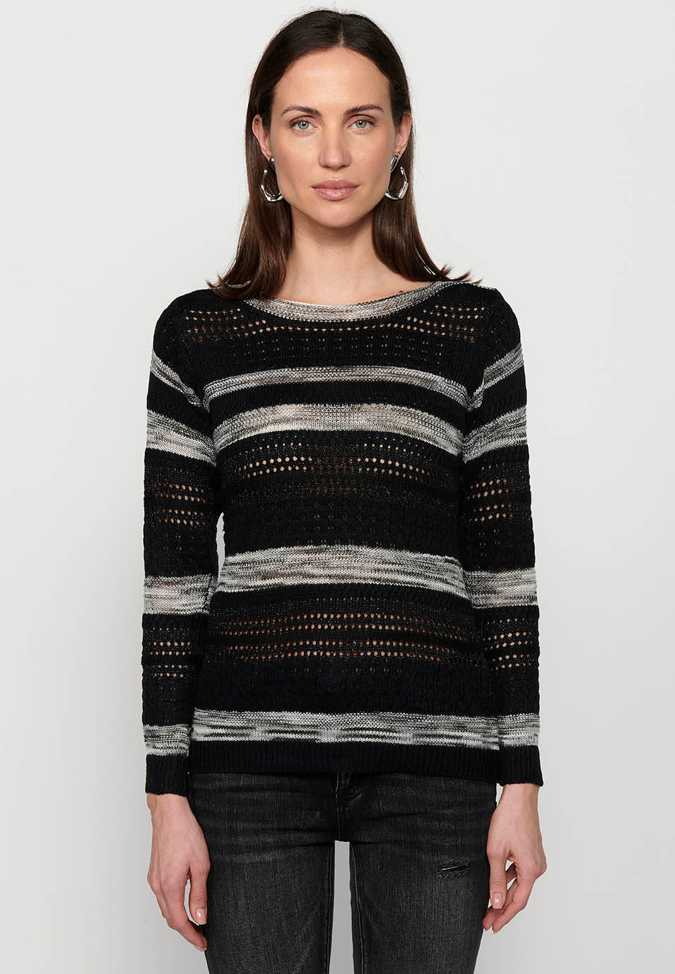 Jersey punto tricot texturizado a rayas