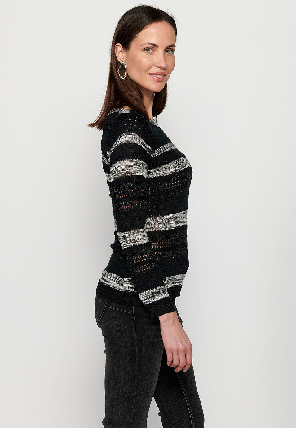 Jersey punto tricot texturizado a rayas