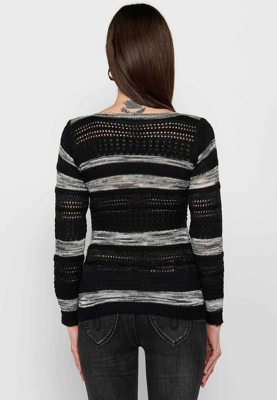 Jersey punto tricot texturizado a rayas