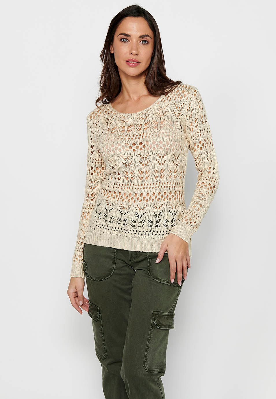 Jersey punto tricot calado mujer