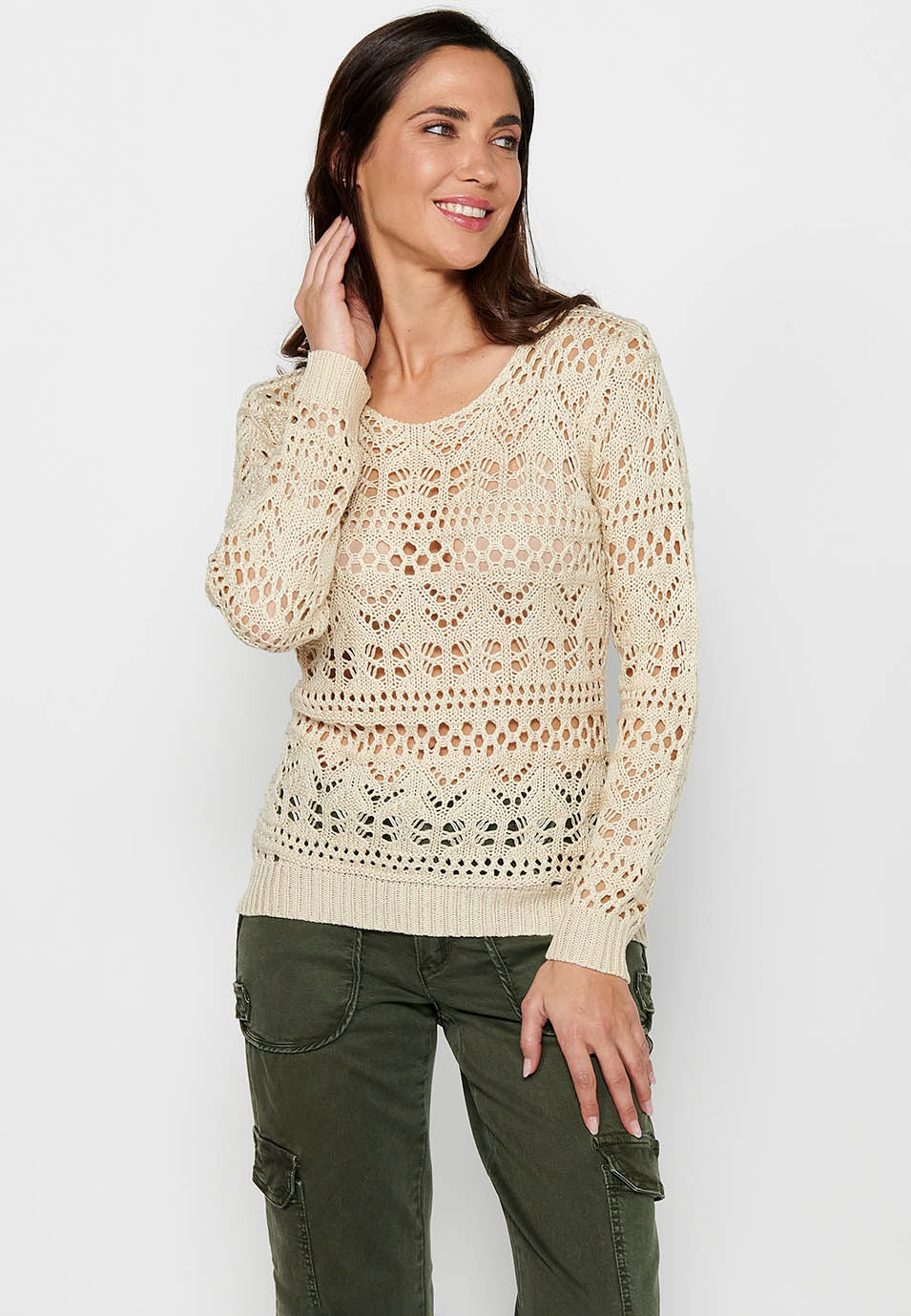 Jersey punto tricot calado mujer