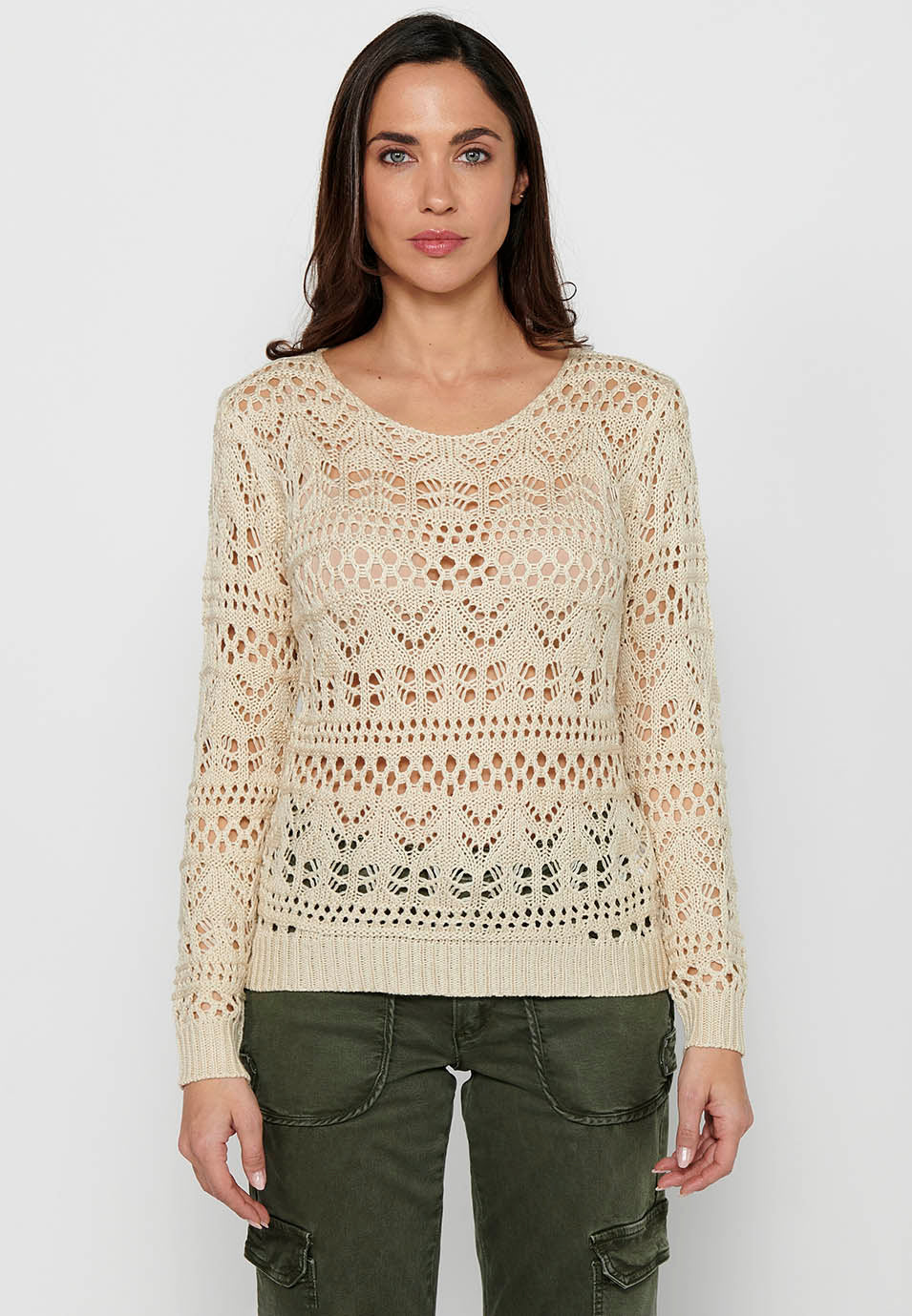 Jersey punto tricot calado mujer