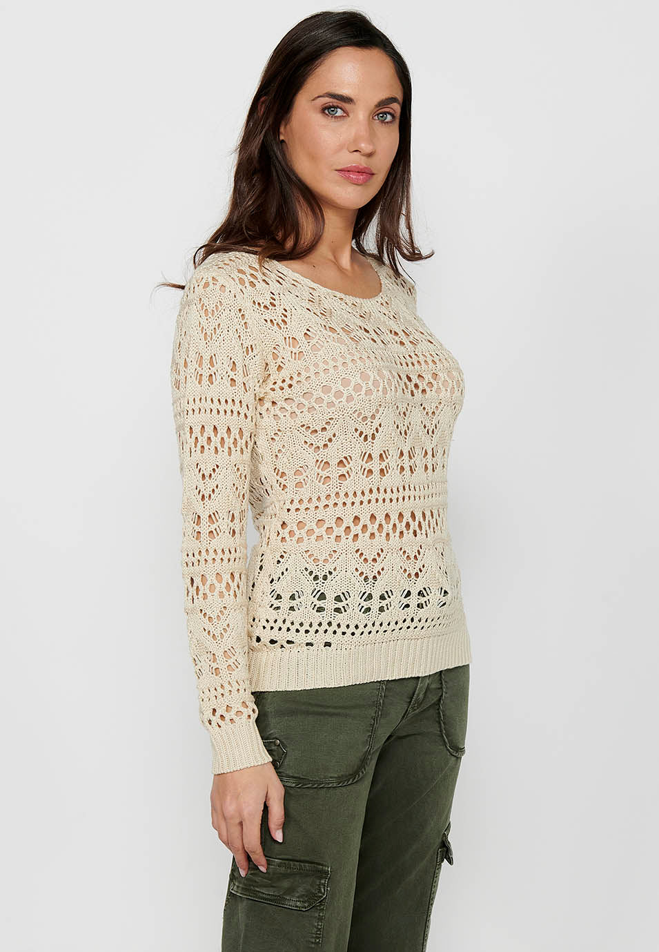 Jersey punto tricot calado mujer