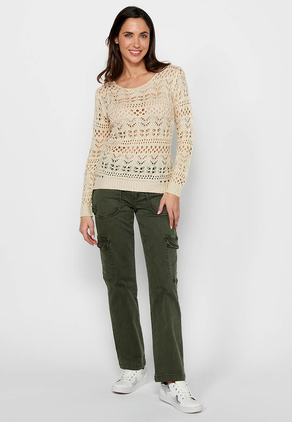 Jersey punto tricot calado mujer