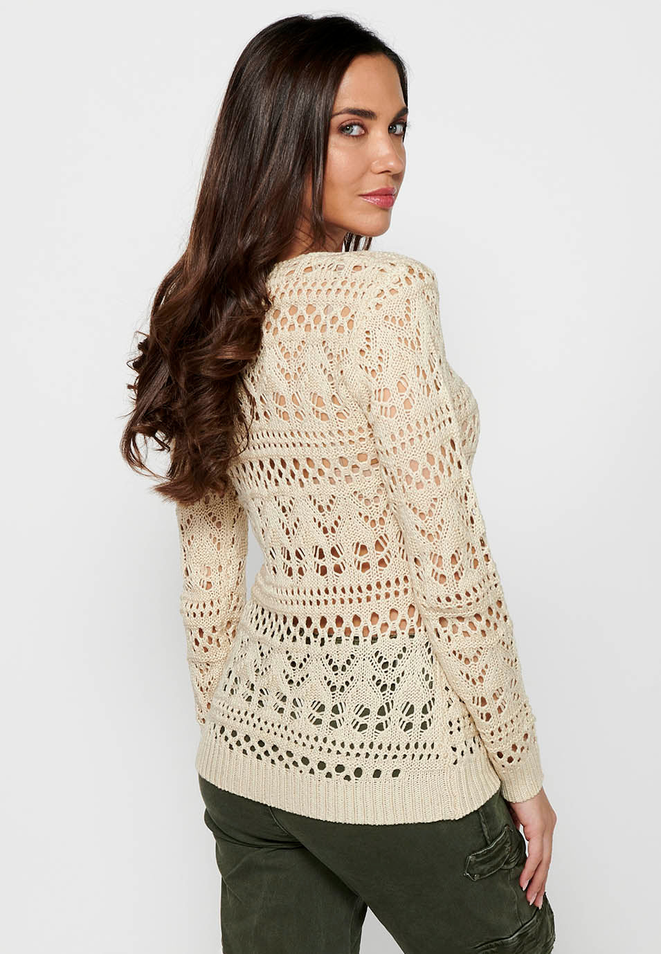 Jersey punto tricot calado mujer