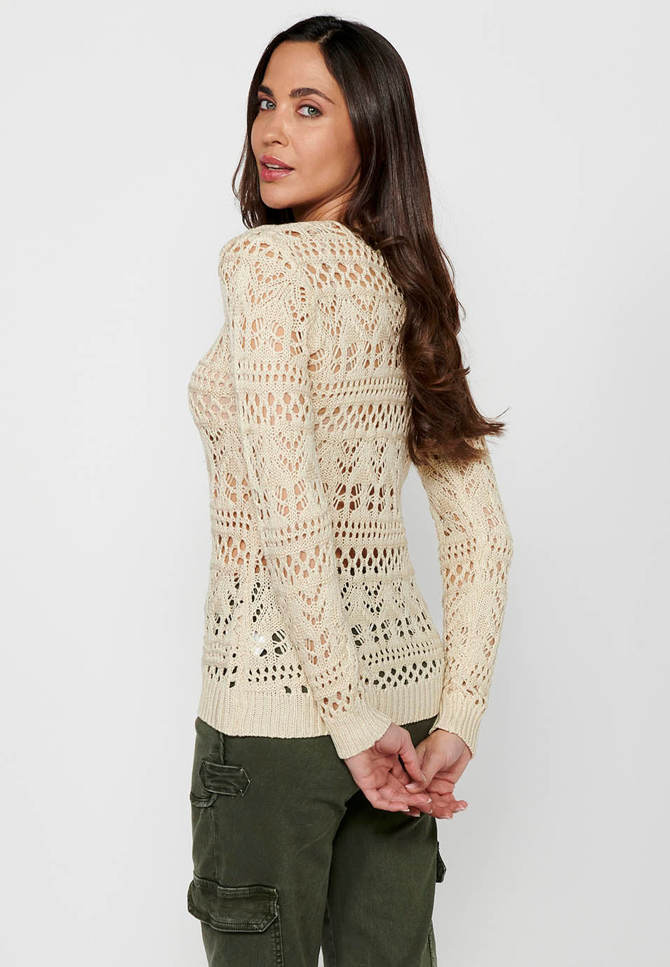 Jersey punto tricot calado mujer