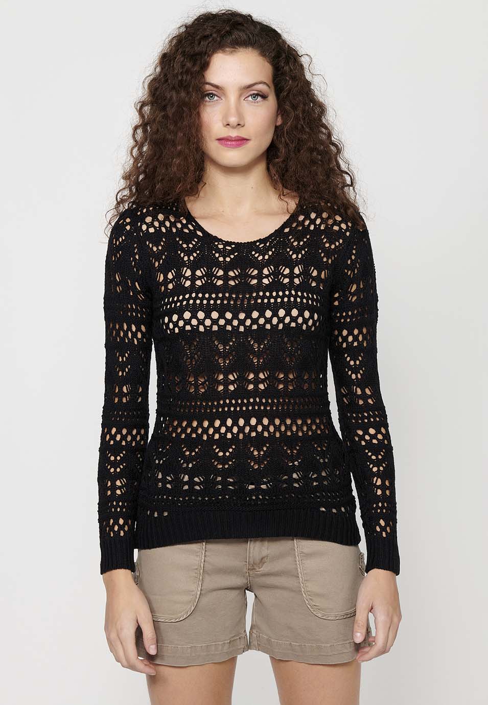 Jersey punto tricot calado mujer