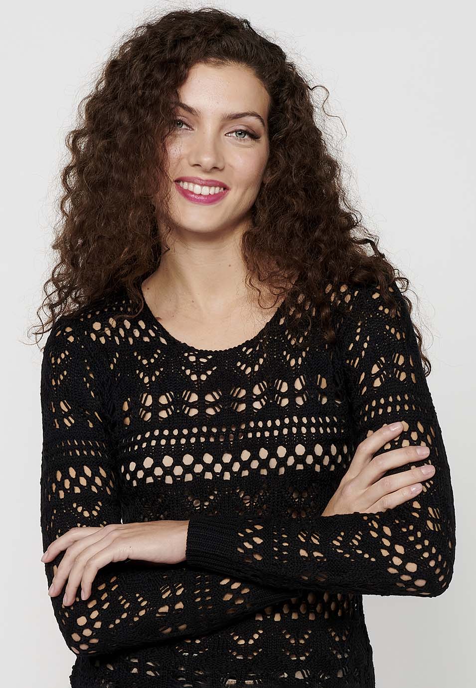 Jersey punto tricot calado mujer
