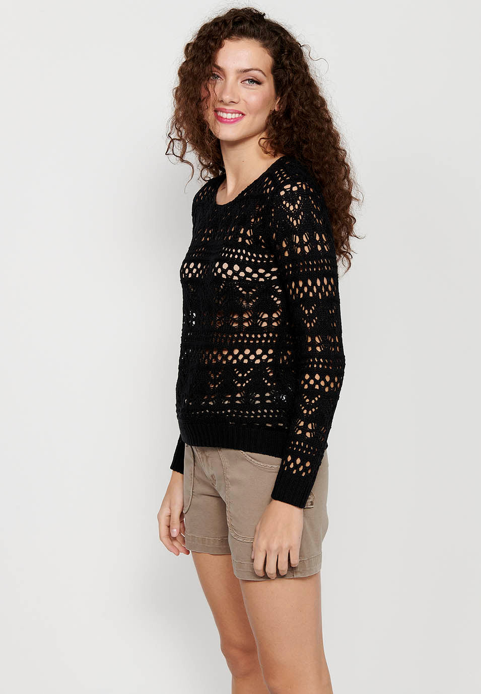 Jersey punto tricot calado mujer