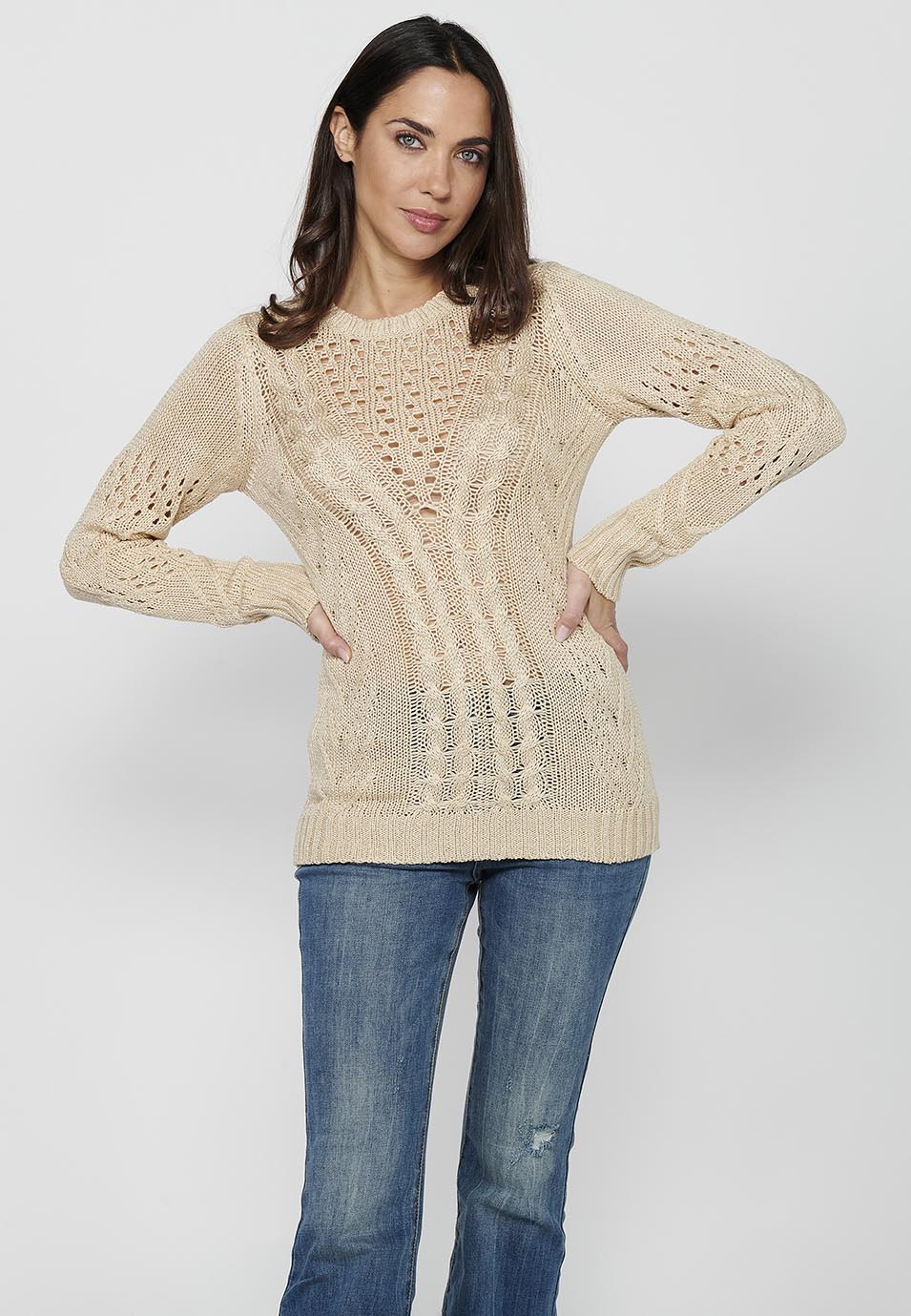 Jersey punto tricot calado delantero mujer