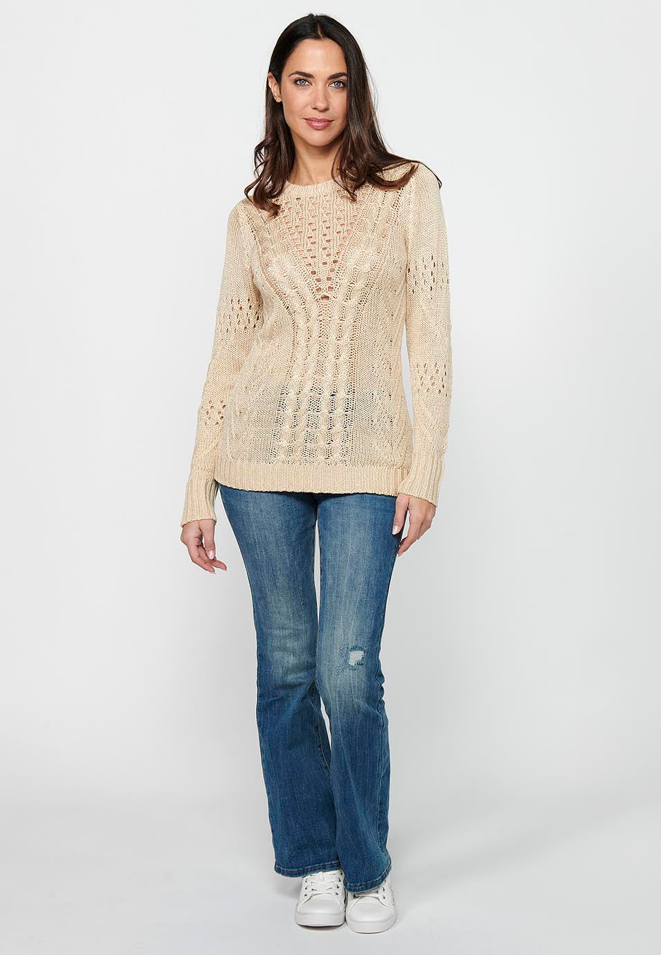 Jersey punto tricot calado delantero mujer