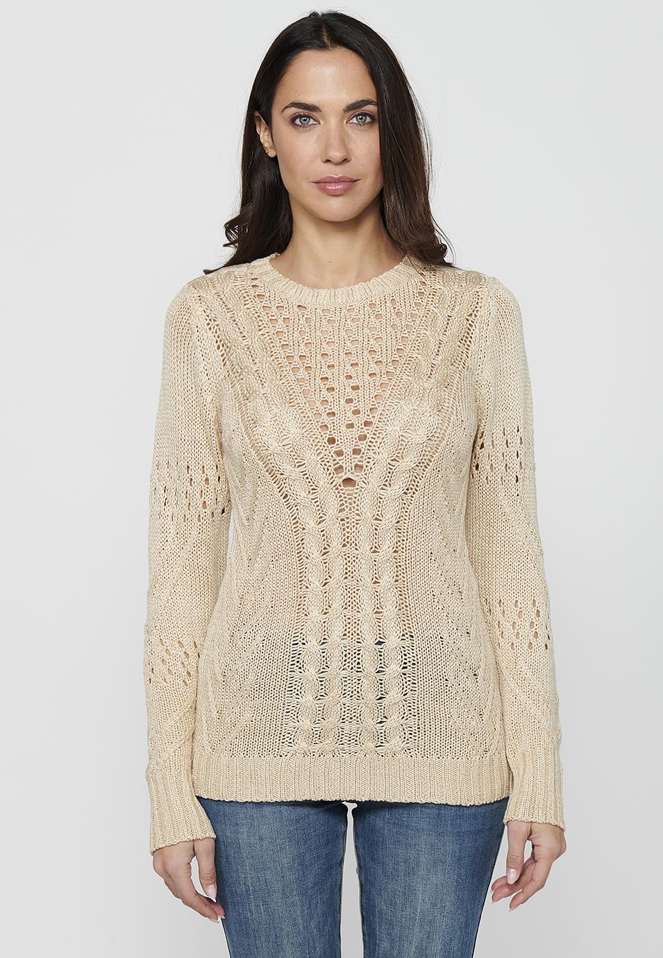 Jersey punto tricot calado delantero mujer