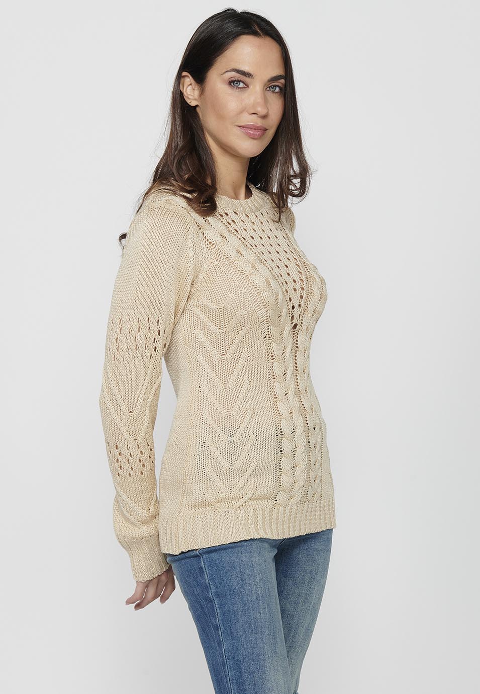 Jersey punto tricot calado delantero mujer