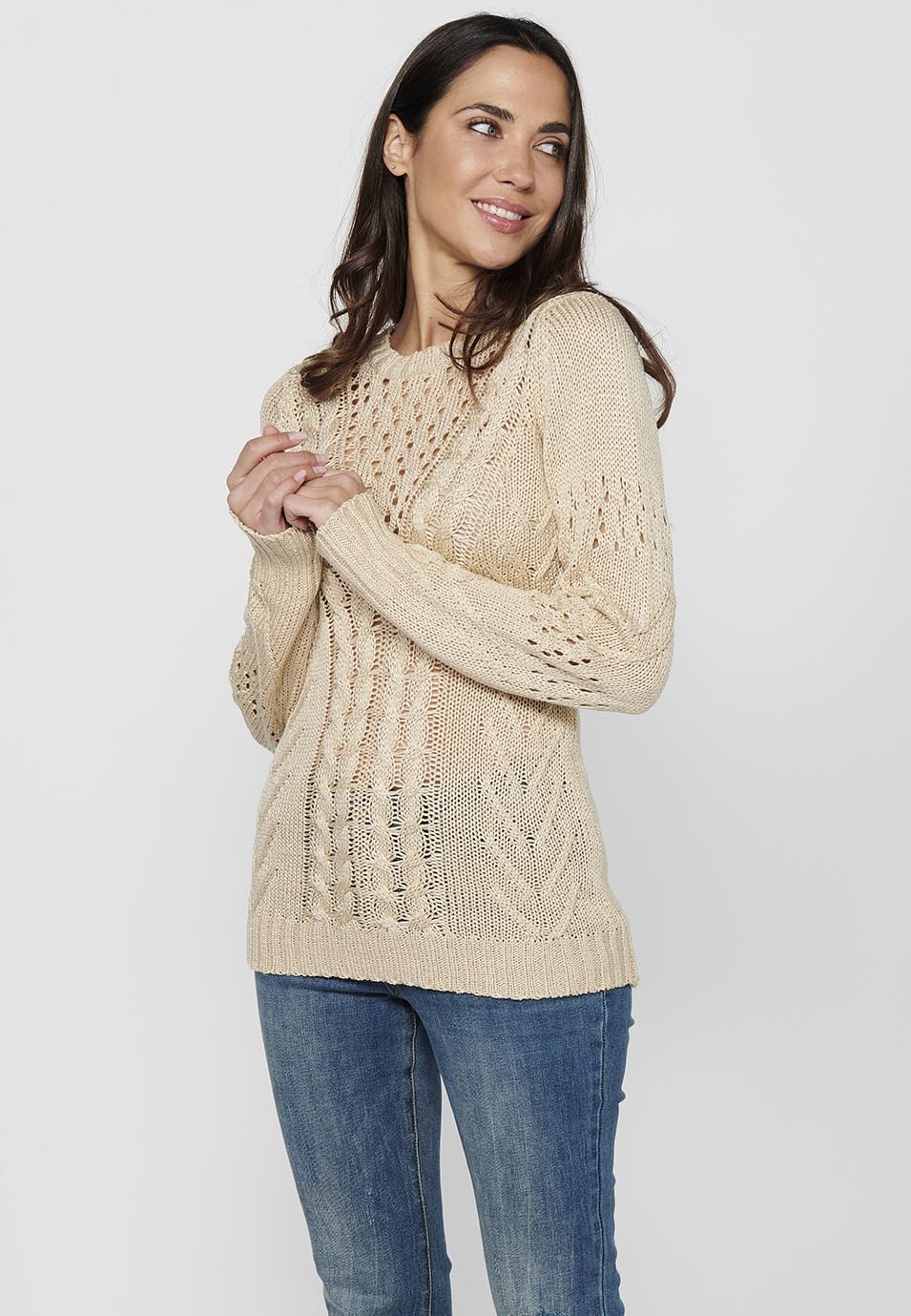 Jersey punto tricot calado delantero mujer